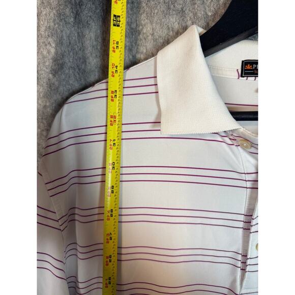 Peter Millar Summer Comfort White Purple Stripe Performance Golf Polo - Large - Picture 8 of 8